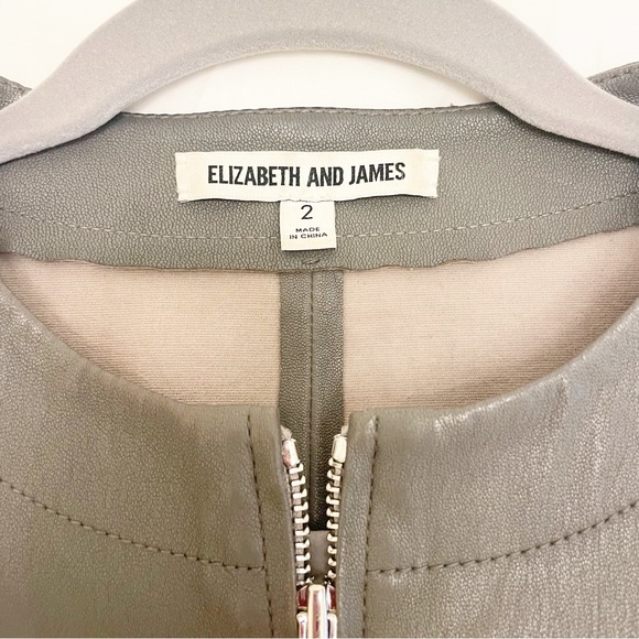 ELIZABETH AND JAMES Cropped Gray Leather Jacket Size 2 - Picture 3 of 5